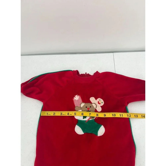 Vintage Betti Terell 3M Baby Sleeper Red Velour Bear Gingerbread Holiday Zip-Up - Picture 7 of 11